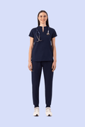 Halo Two Pocket Slim Top Navy - Vaayu Scrubs 