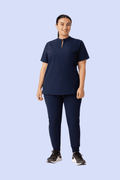 Halo Two Pocket Slim Top Navy - Vaayu Scrubs 