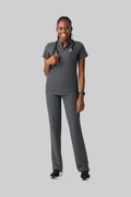 Halo Two Pocket Slim Top Pewter - Vaayu Scrubs 