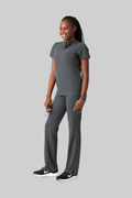 Halo Two Pocket Slim Top Pewter - Vaayu Scrubs 