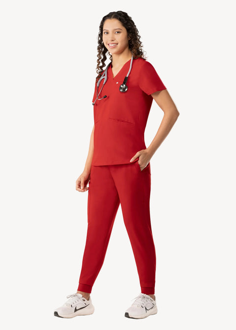 High Waist Joggers Red