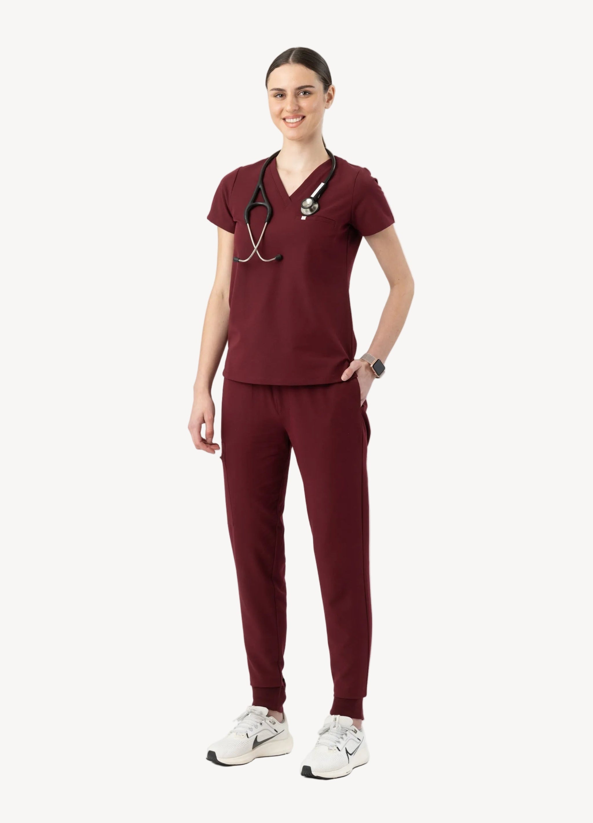 Aura One Pocket Top Burgundy