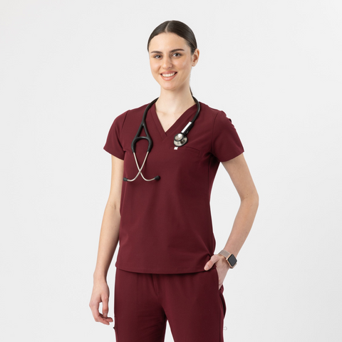 Aura One Pocket Top Burgundy