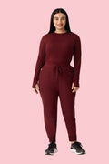 Women's High Waist Joggers Burgundy - Vaayu Scrubs 