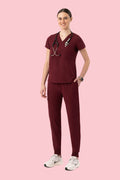 Women's High Waist Joggers Burgundy - Vaayu Scrubs 