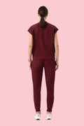 Women's High Waist Joggers Burgundy - Vaayu Scrubs 