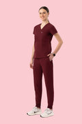 Aura One Pocket Top Burgundy - Vaayu Scrubs 