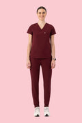 Aura One Pocket Top Burgundy - Vaayu Scrubs 
