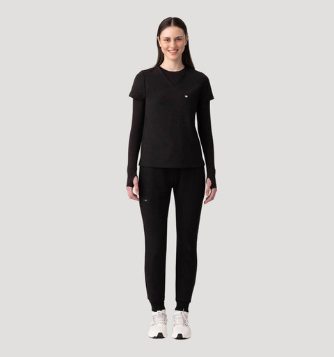 Women's High Waist Joggers Black - Vaayu Scrubs 
