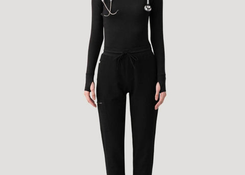 Women's High Waist Joggers Black - Vaayu Scrubs 