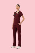 Women's Cargo Pants Burgundy - Vaayu Scrubs 