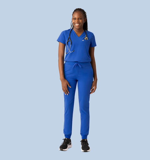 Women's High Waist Joggers Royal Blue - Vaayu Scrubs 