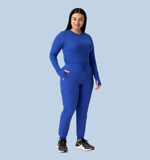 Women's High Waist Joggers Royal Blue - Vaayu Scrubs 