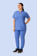Women's High Waist Joggers Ceil Blue - Vaayu Scrubs 