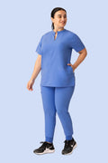Women's High Waist Joggers Ceil Blue - Vaayu Scrubs 