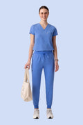 Women's High Waist Joggers Ceil Blue - Vaayu Scrubs 