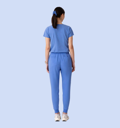 Women's High Waist Joggers Ceil Blue - Vaayu Scrubs 
