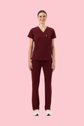 Prana Three Pocket Top Burgundy - Vaayu Scrubs 