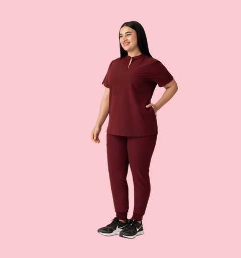 Halo Two Pocket Slim Top Burgundy
