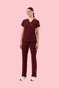Prana Three Pocket Top Burgundy - Vaayu Scrubs 