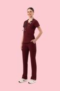 Prana Three Pocket Top Burgundy - Vaayu Scrubs 