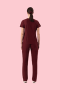 Halo Two Pocket Slim Top Burgundy - Vaayu Scrubs 