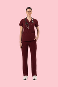 Prana Three Pocket Top Burgundy - Vaayu Scrubs 