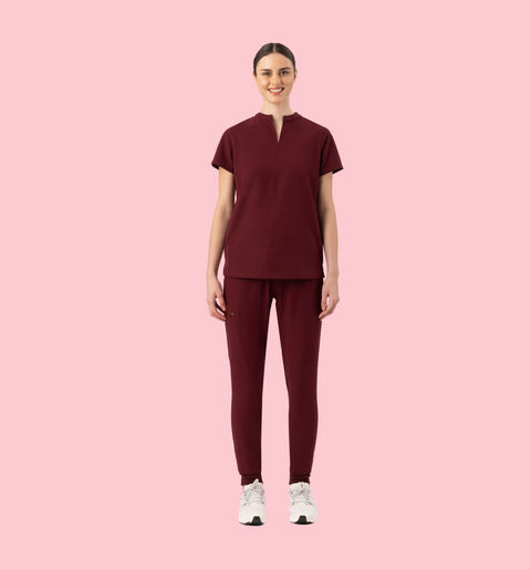 Halo Two Pocket Slim Top Burgundy