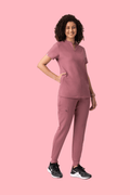 Halo Two Pocket Slim Top Mauve - Vaayu Scrubs 