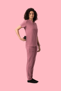 Halo Two Pocket Slim Top Mauve - Vaayu Scrubs 