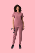 Halo Two Pocket Slim Top Mauve - Vaayu Scrubs 