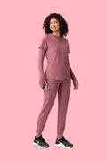 Prana Three Pocket Top Mauve - Vaayu Scrubs 